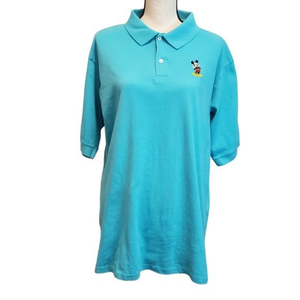Vintage Disney Fashions Turquoise Mickey Mouse Polo Shirt Sz XL‎